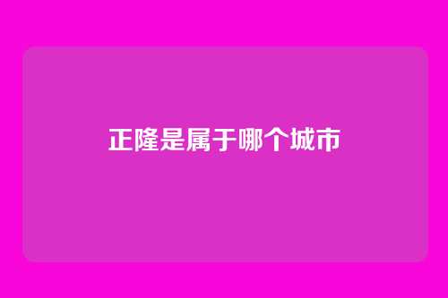 正隆是属于哪个城市