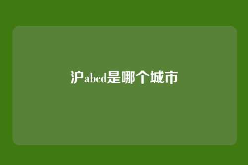 沪abcd是哪个城市