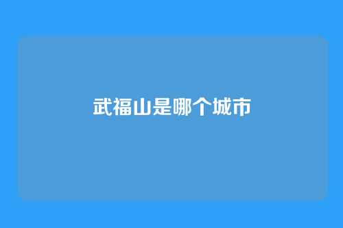 武福山是哪个城市
