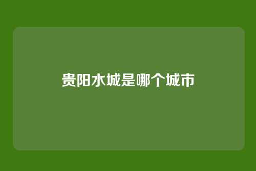 贵阳水城是哪个城市