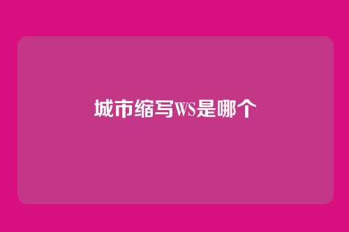 城市缩写WS是哪个