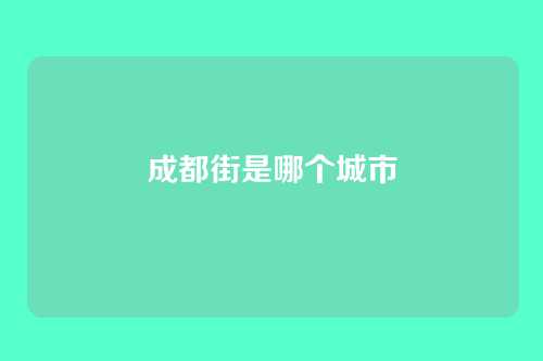成都街是哪个城市
