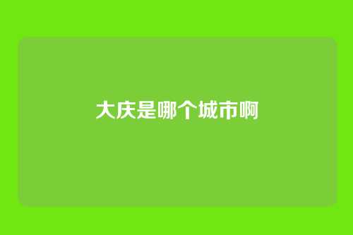 大庆是哪个城市啊