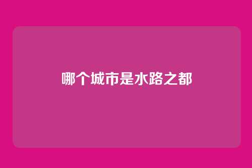 哪个城市是水路之都