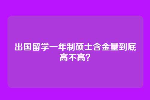 出国留学一年制硕士含金量到底高不高？