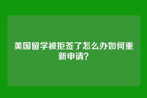 美国留学被拒签了怎么办如何重新申请？