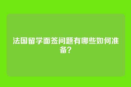 法国留学面签问题有哪些如何准备?