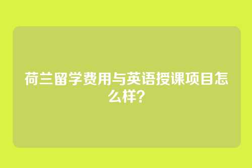 荷兰留学费用与英语授课项目怎么样?