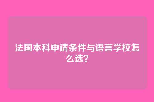 法国本科申请条件与语言学校怎么选？