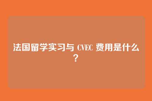 法国留学实习与 CVEC 费用是什么？