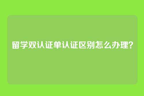 留学双认证单认证区别怎么办理?