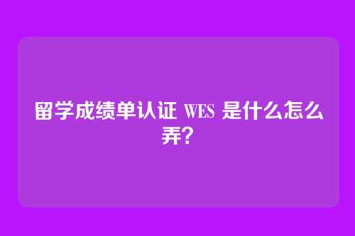 留学成绩单认证 WES 是什么怎么弄?