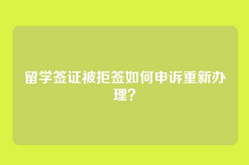 留学签证被拒签如何申诉重新办理?