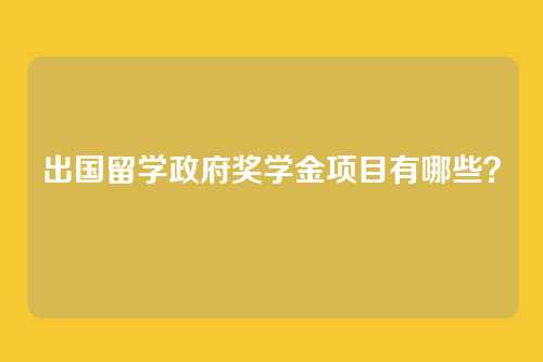 出国留学政府奖学金项目有哪些？