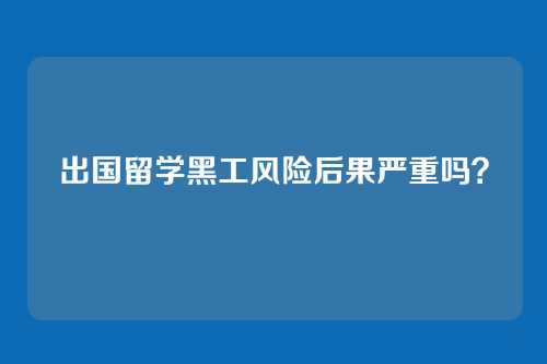 出国留学黑工风险后果严重吗?