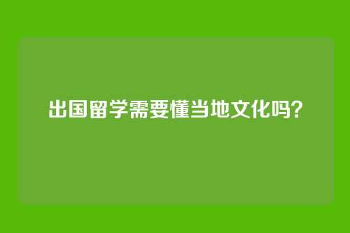 出国留学需要懂当地文化吗?
