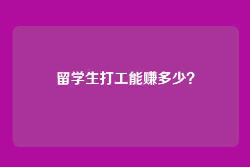 留学生打工能赚多少？