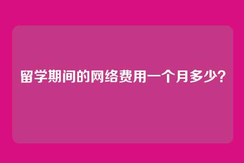 留学期间的网络费用一个月多少?