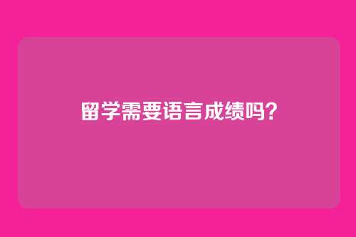 留学需要语言成绩吗？