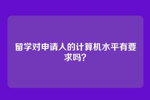 留学对申请人的计算机水平有要求吗？
