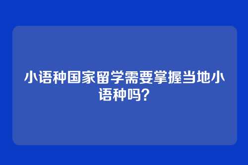 小语种国家留学需要掌握当地小语种吗？