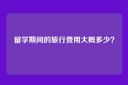 留学期间的旅行费用大概多少？