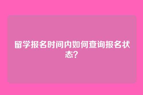 留学报名时间内如何查询报名状态？