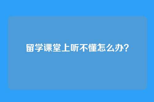 留学课堂上听不懂怎么办？