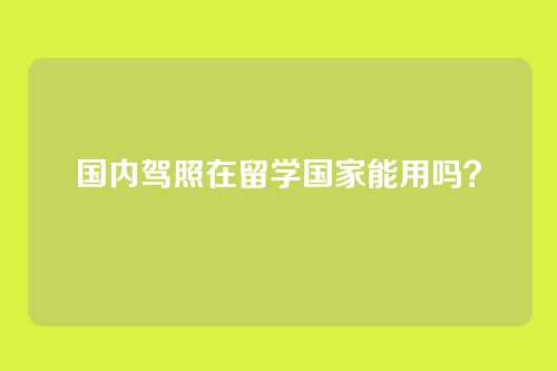 国内驾照在留学国家能用吗？