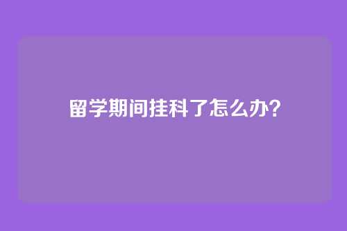 留学期间挂科了怎么办？