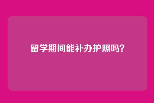 留学期间能补办护照吗？