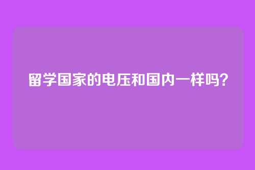 留学国家的电压和国内一样吗？