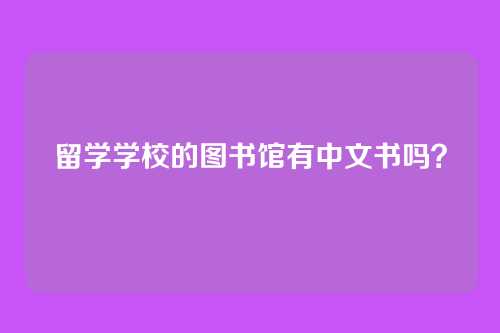 留学学校的图书馆有中文书吗?