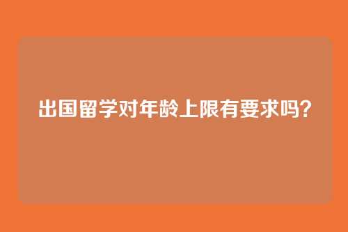 出国留学对年龄上限有要求吗？