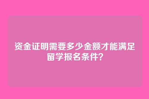 资金证明需要多少金额才能满足留学报名条件？