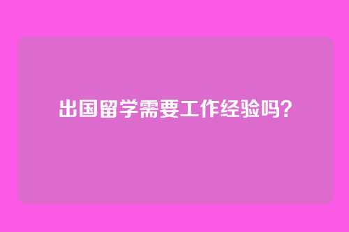 出国留学需要工作经验吗?