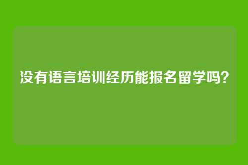 没有语言培训经历能报名留学吗?