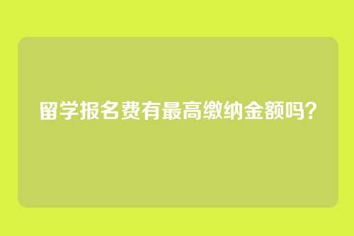 留学报名费有最高缴纳金额吗?