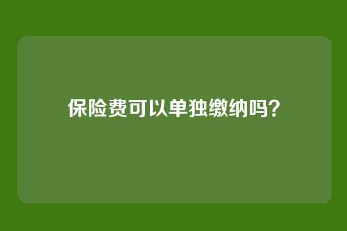 保险费可以单独缴纳吗?
