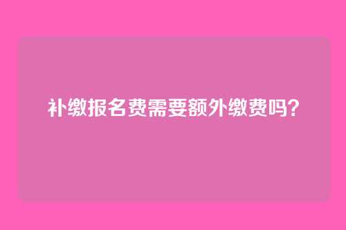 补缴报名费需要额外缴费吗?
