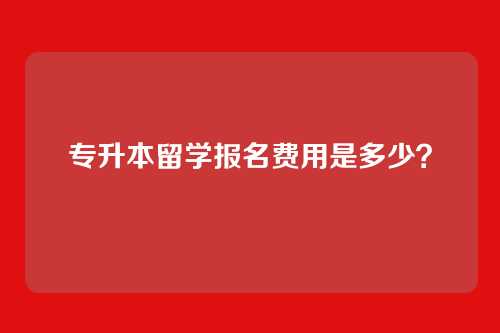专升本留学报名费用是多少？
