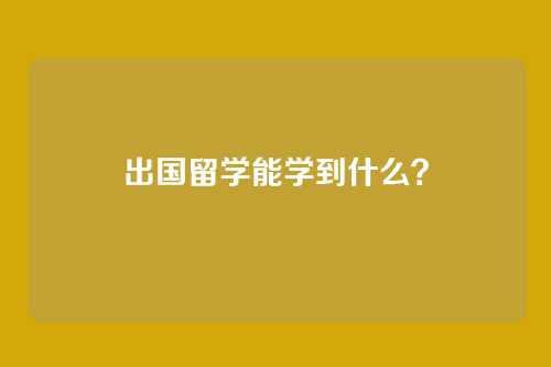 出国留学能学到什么？