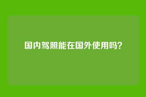国内驾照能在国外使用吗?