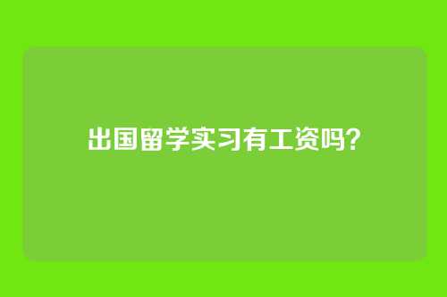 出国留学实习有工资吗？