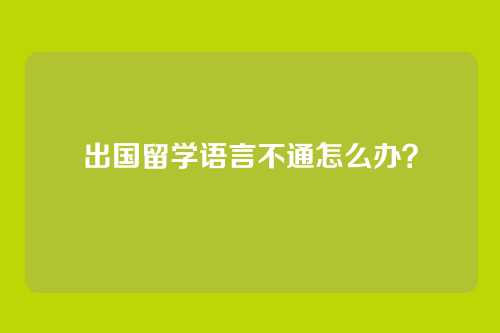 出国留学语言不通怎么办？