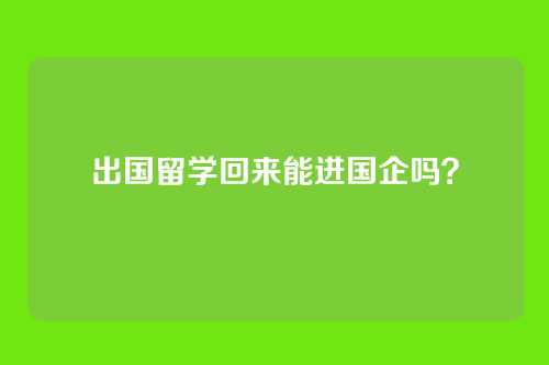 出国留学回来能进国企吗？