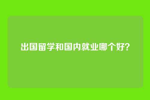 出国留学和国内就业哪个好?