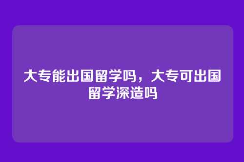 大专能出国留学吗,大专可出国留学深造吗