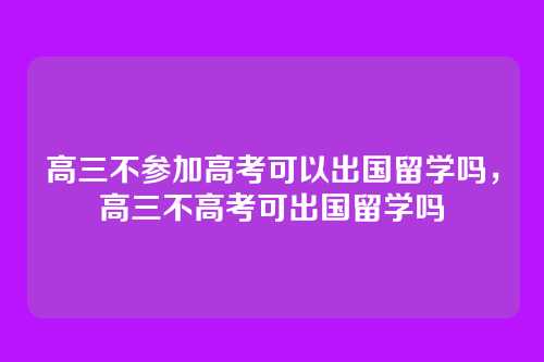 高三不参加高考可以出国留学吗，高三不高考可出国留学吗