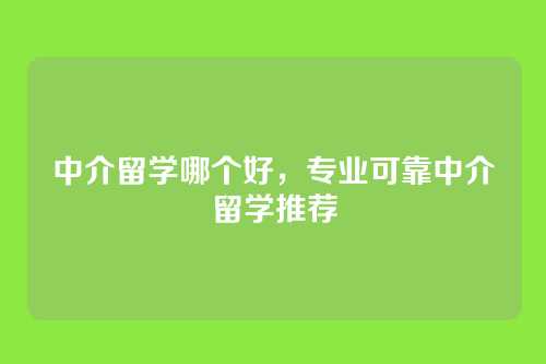 中介留学哪个好，专业可靠中介留学推荐